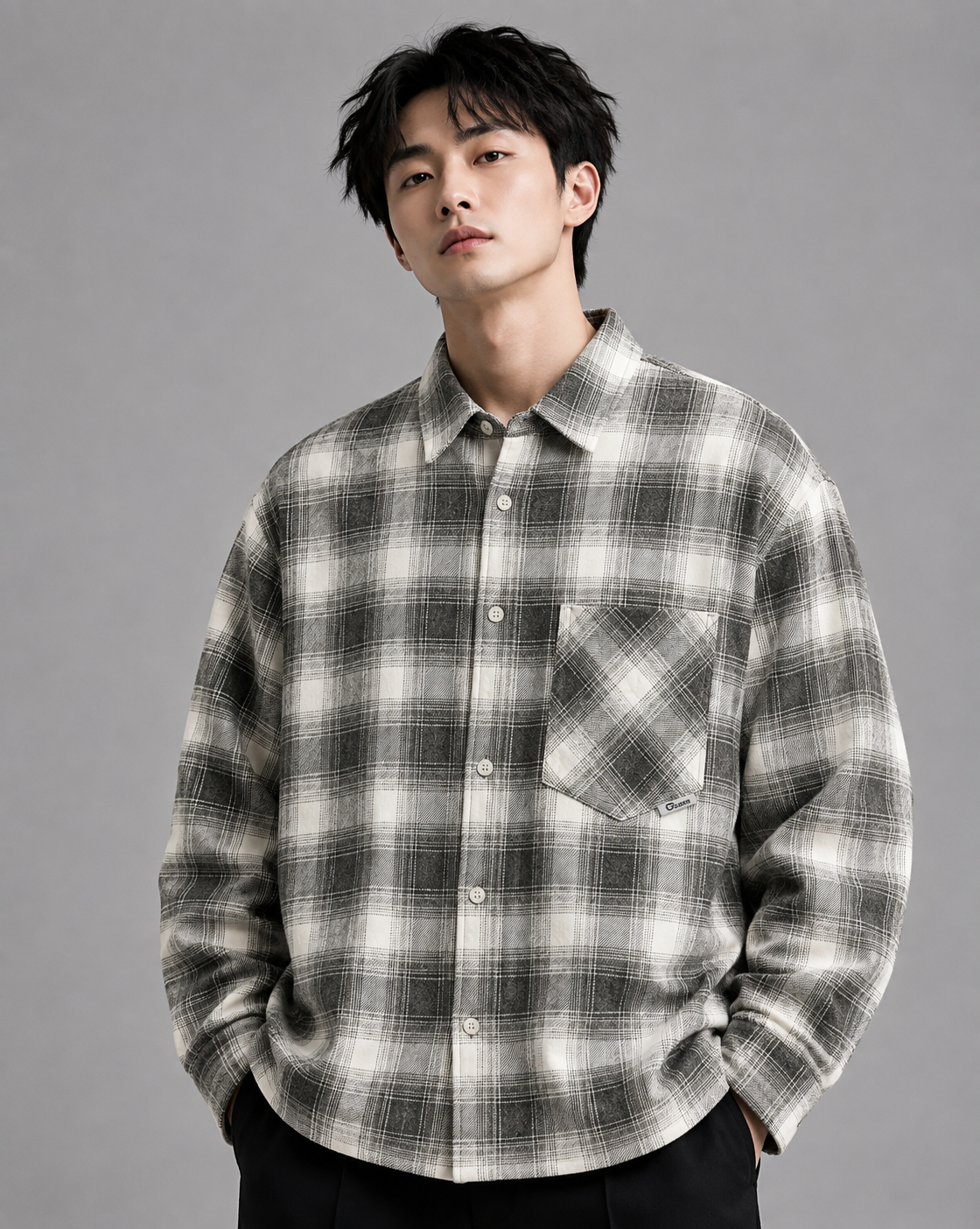 Men's Grey Checked Casual Shirt