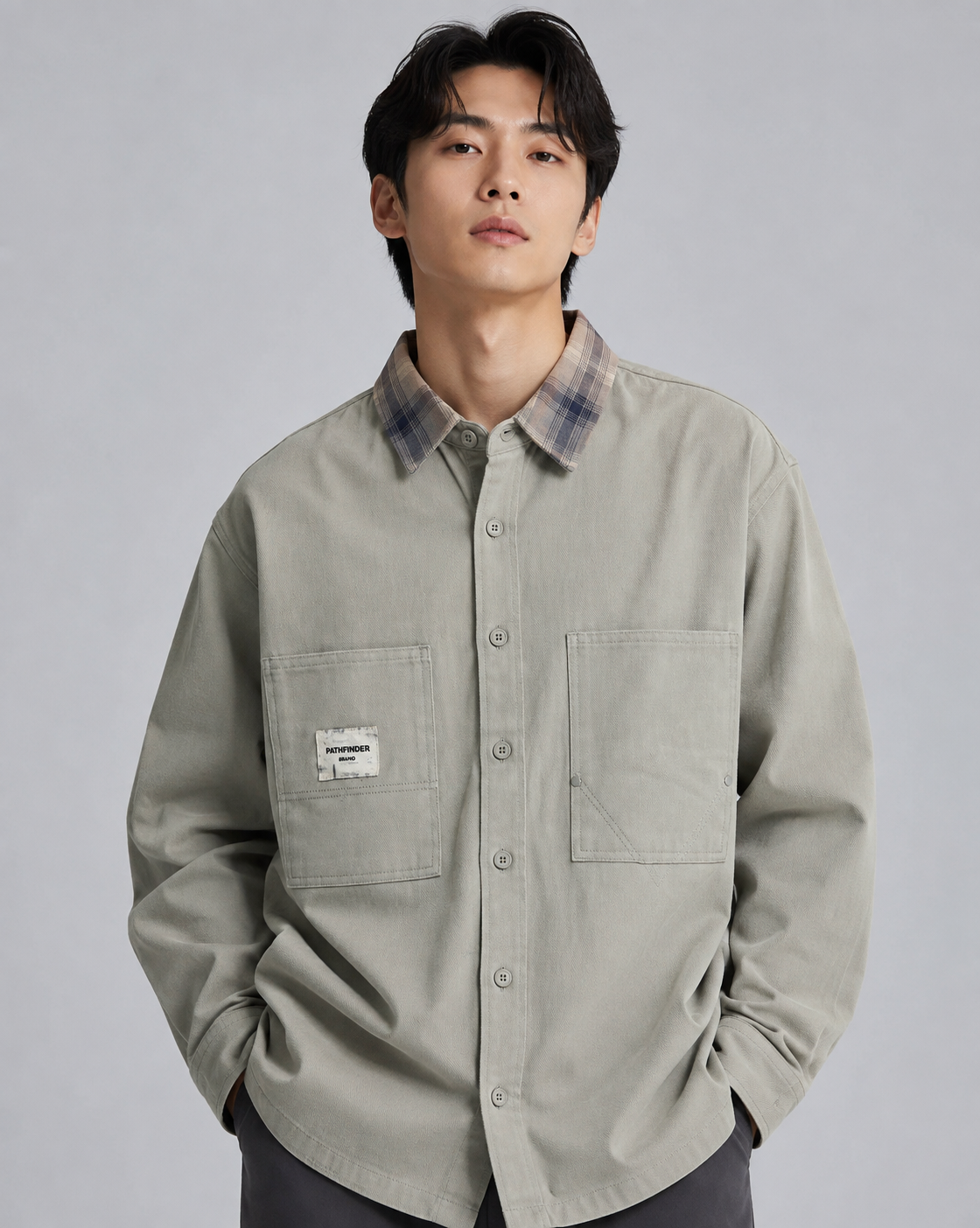 Men's Contrast Collar Utility Shirt