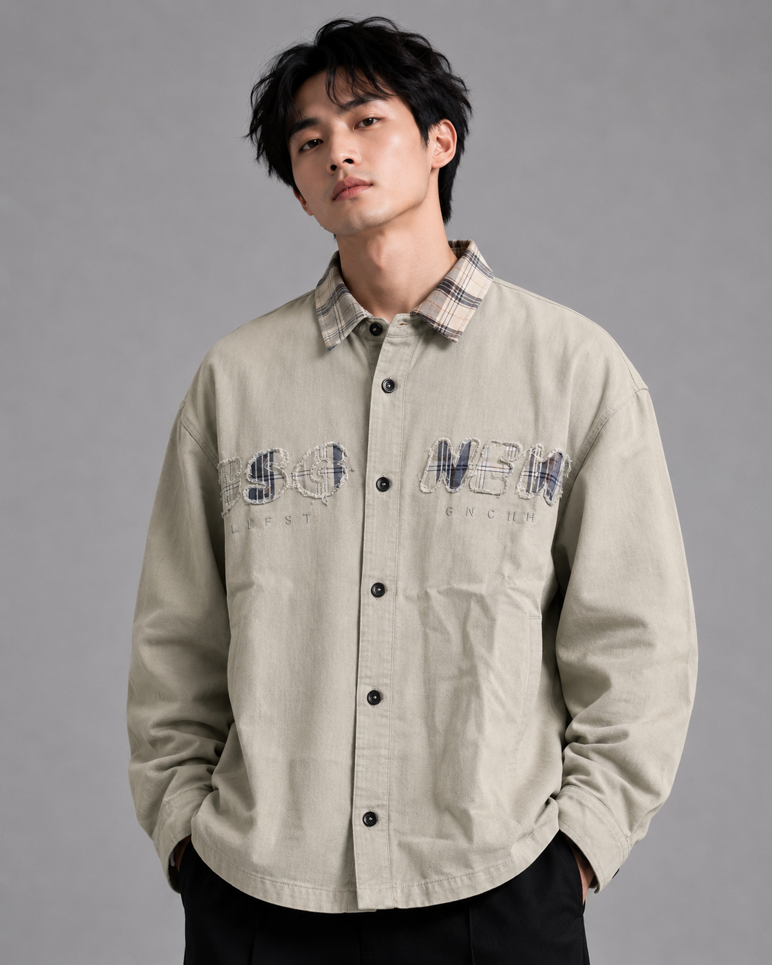 Men's Sage Green Graphic Casual Shirt