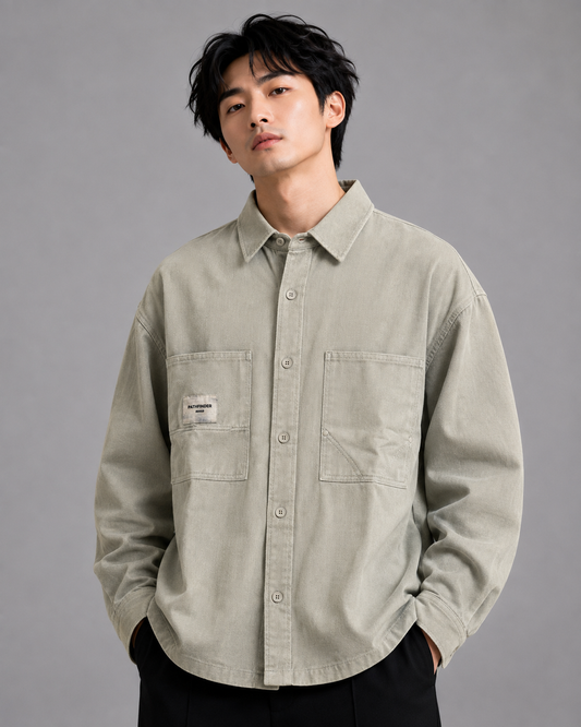 Men's Sage Green Utility Casual Shirt