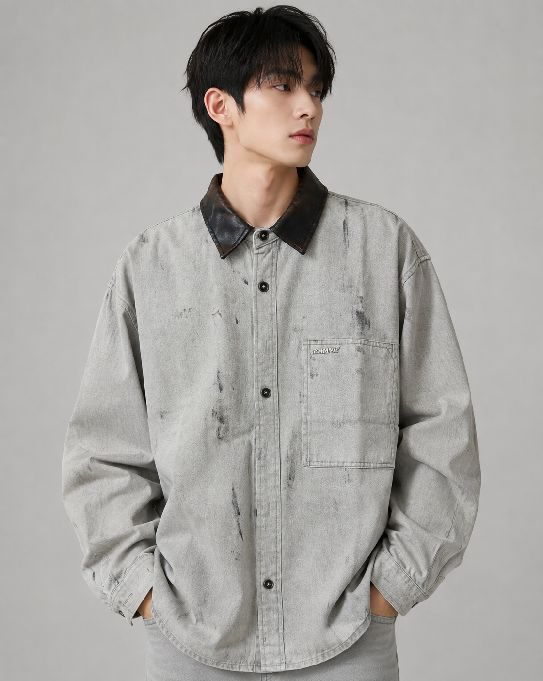 Men's Light Grey Washed Casual Shirt