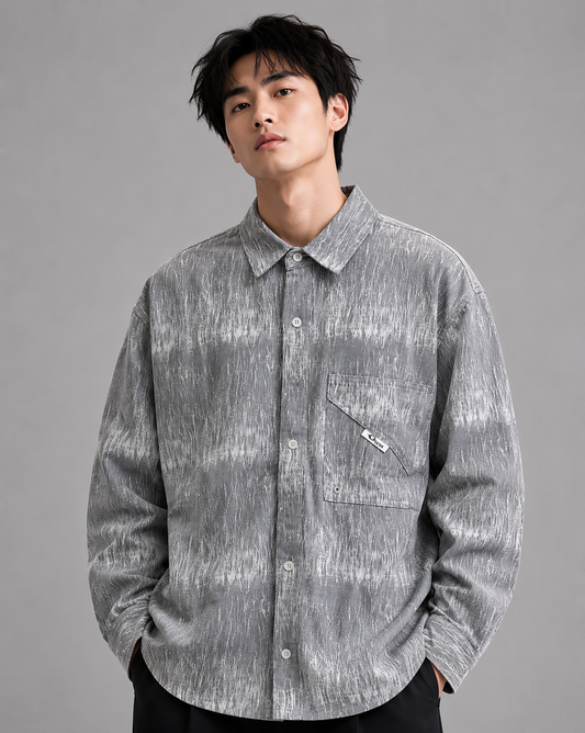 Men's Ash Grey Abstract Casual Shirt