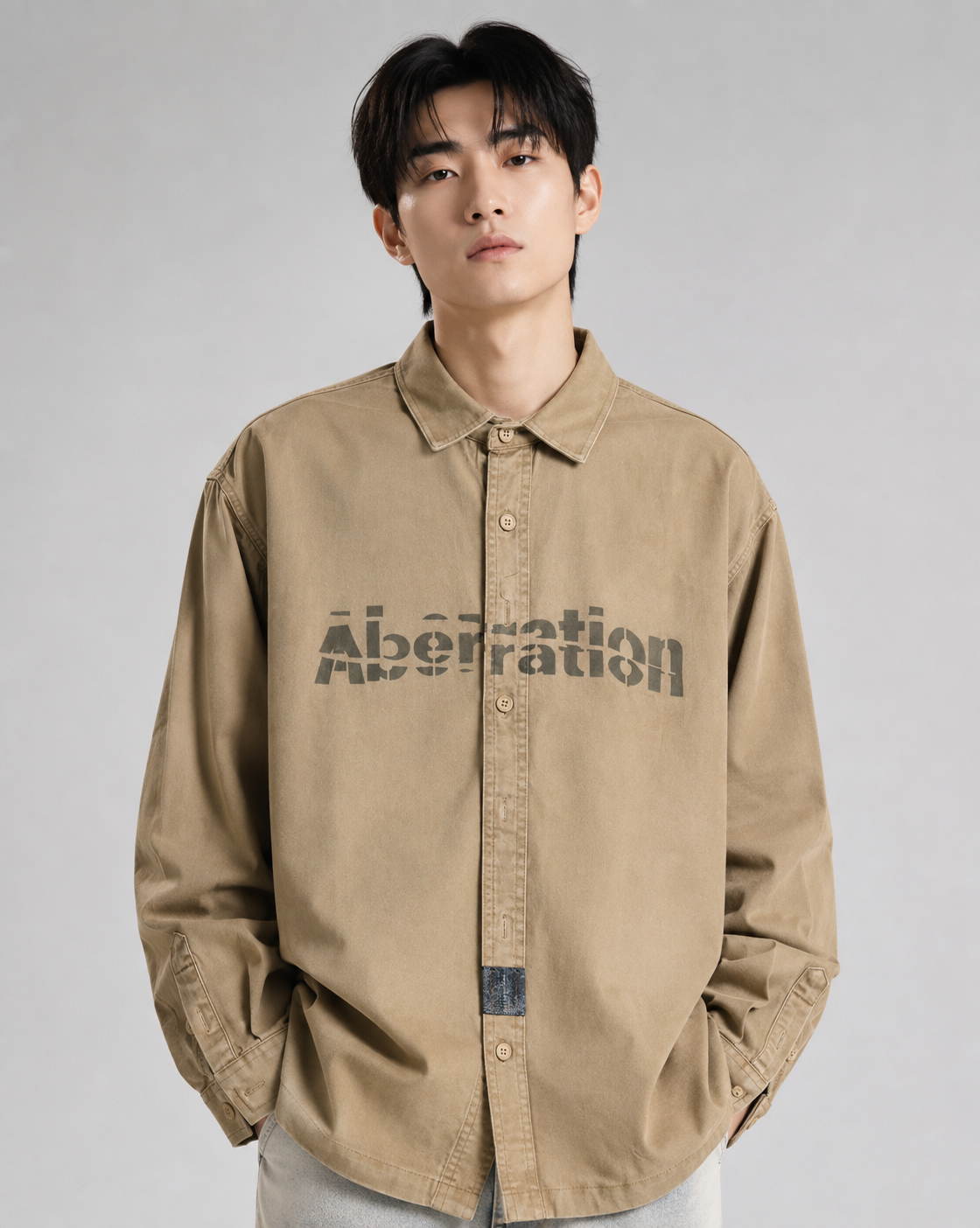Men's Khaki Graphic Casual Shirt
