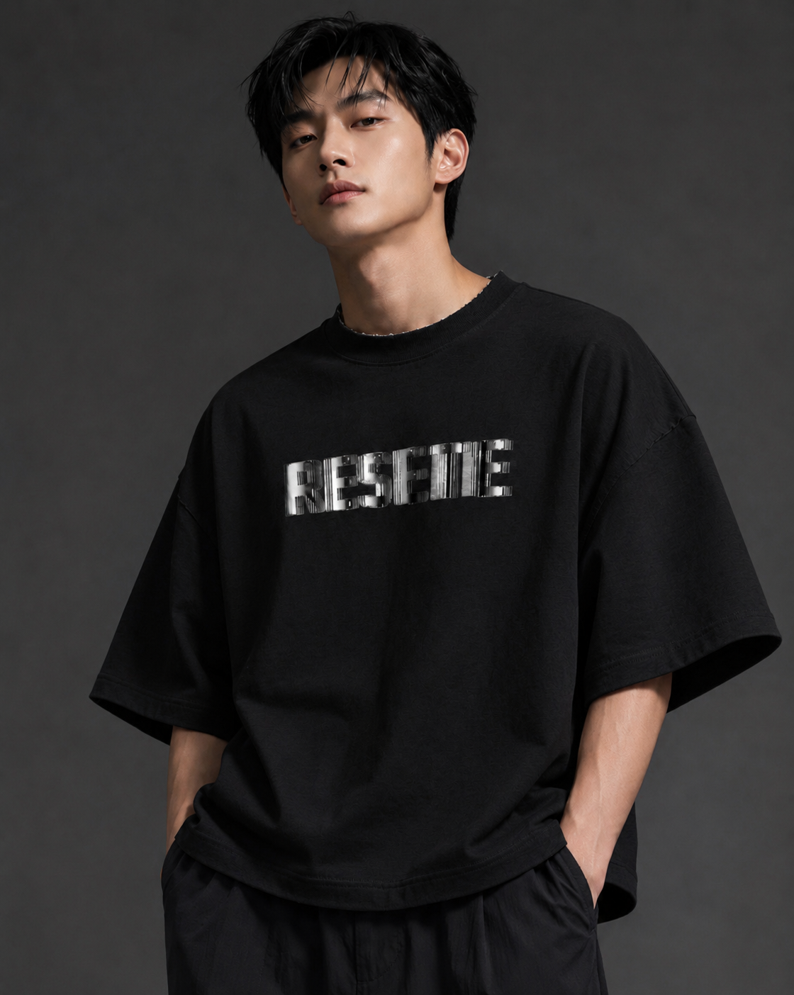 Men's Oversized Graphic Print T-Shirt | Black