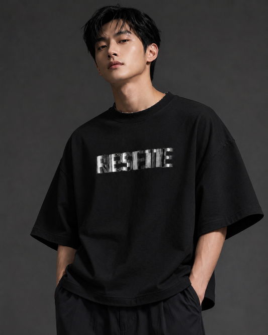 Men's Oversized Graphic Print T-Shirt | Black