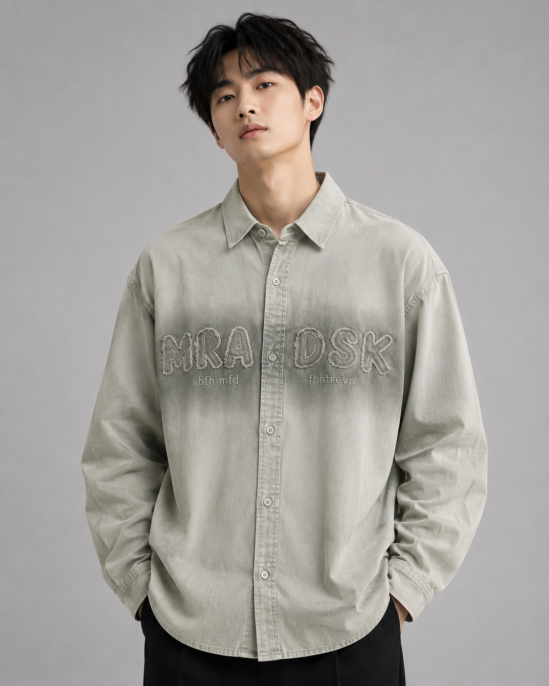 Men's Sage Green Graphic Casual Shirt