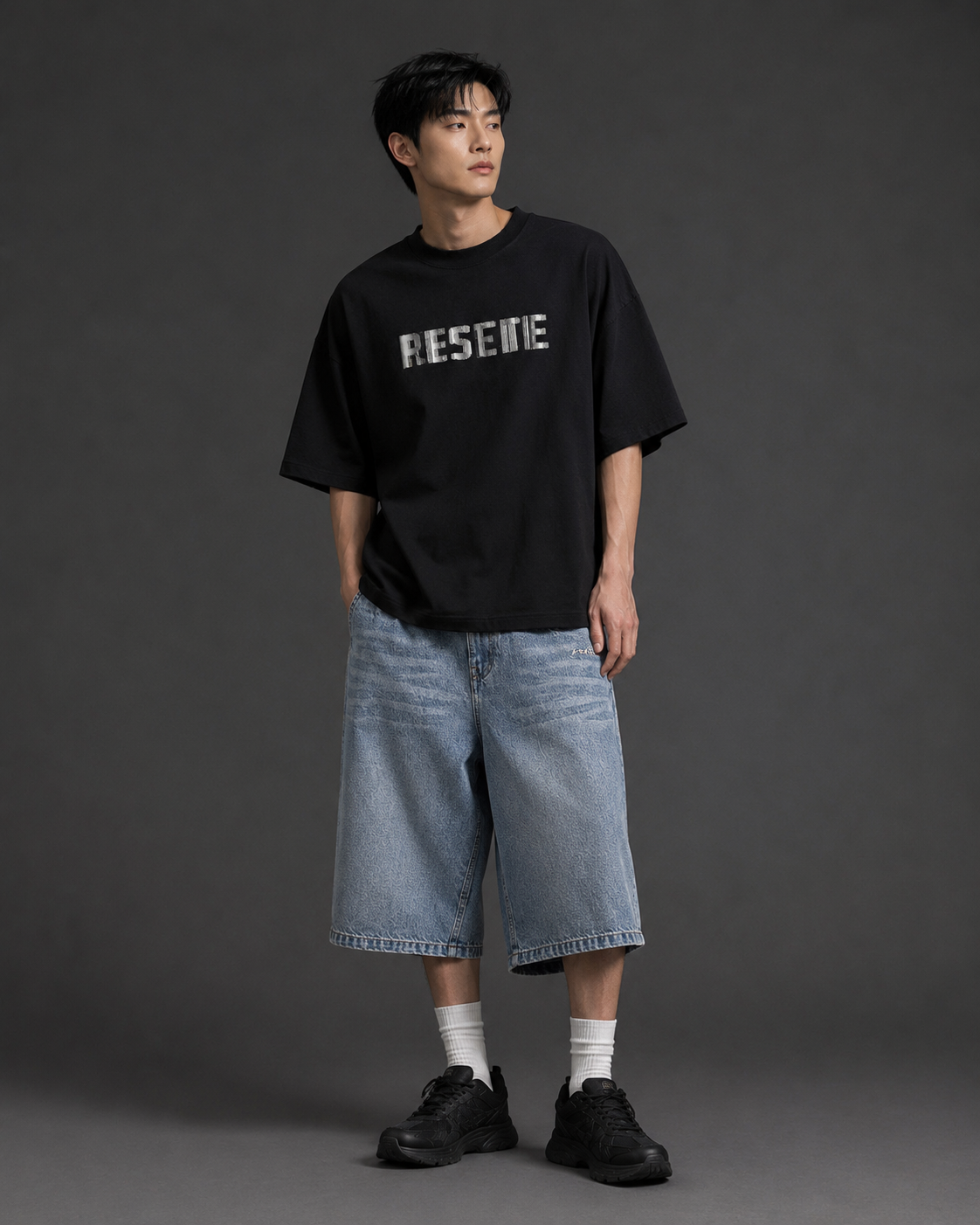 Men's Oversized Graphic Print T-Shirt | Black