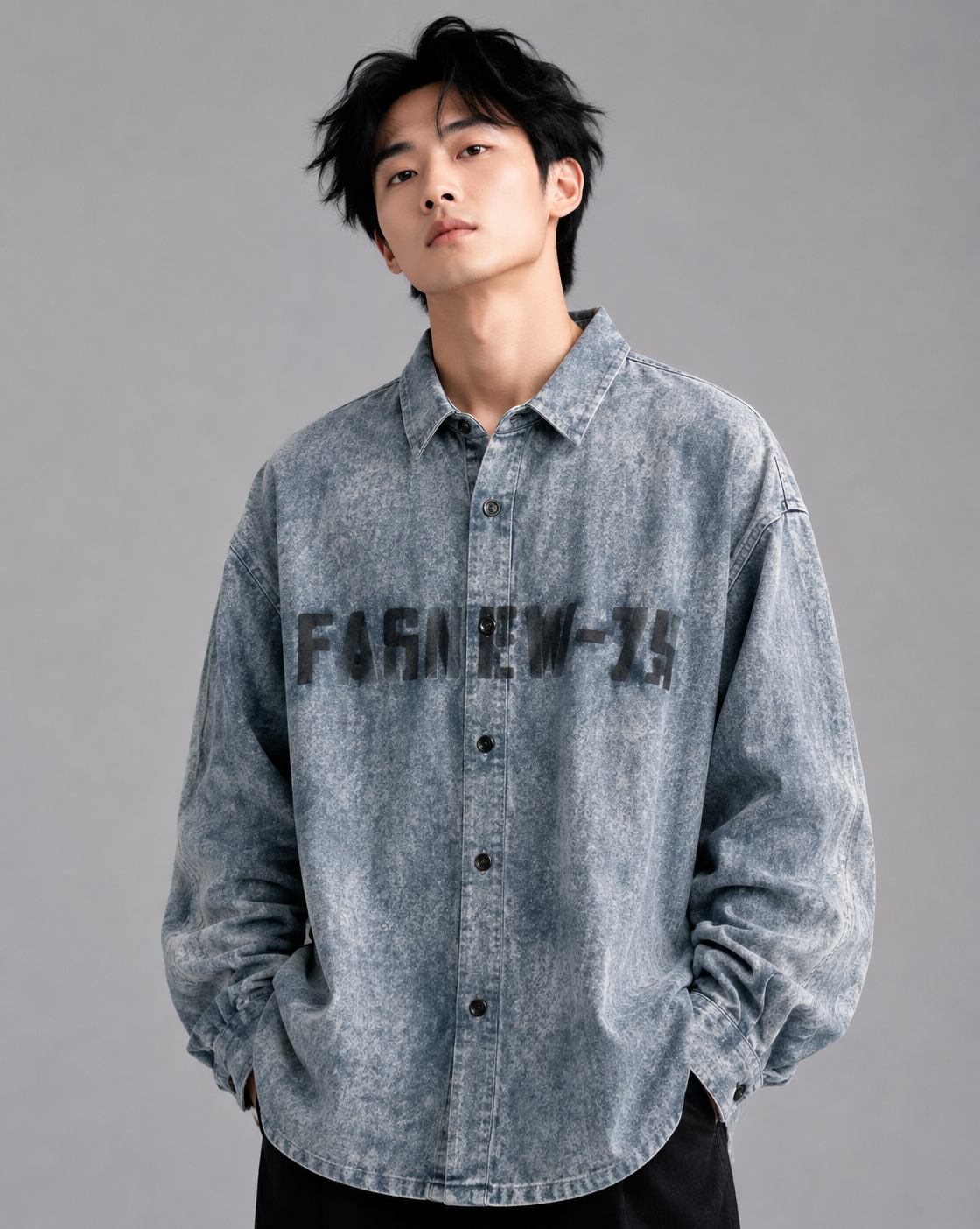 Vintage Washed Graphic Print Casual Shirt