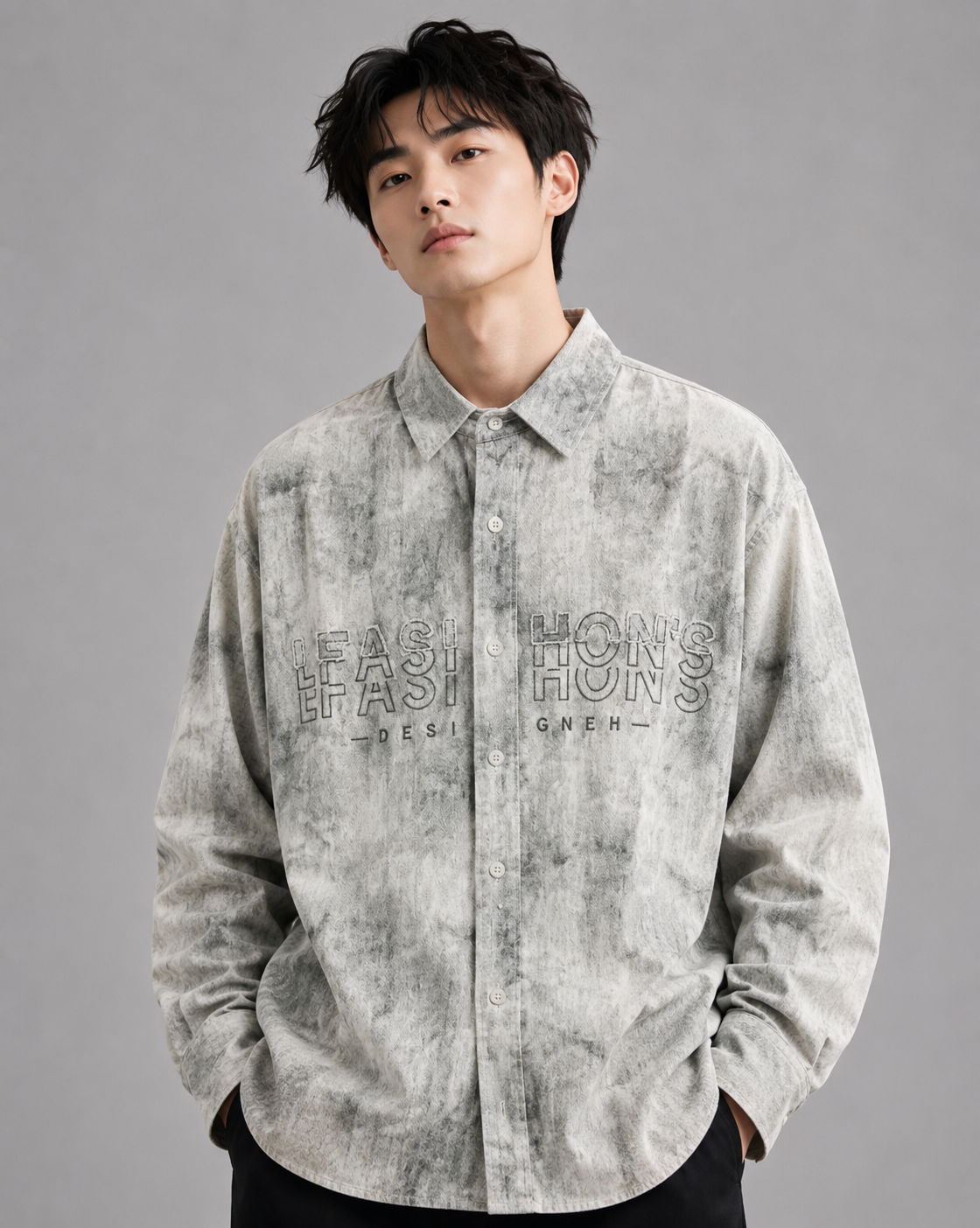 Men's Acid Wash Graphic Oversized Shirt