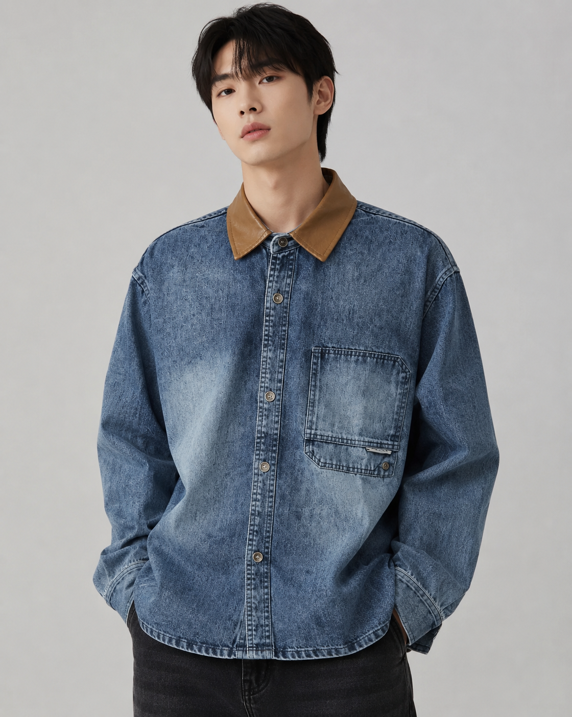 Men's Vintage Denim Wash Oversized Shirt