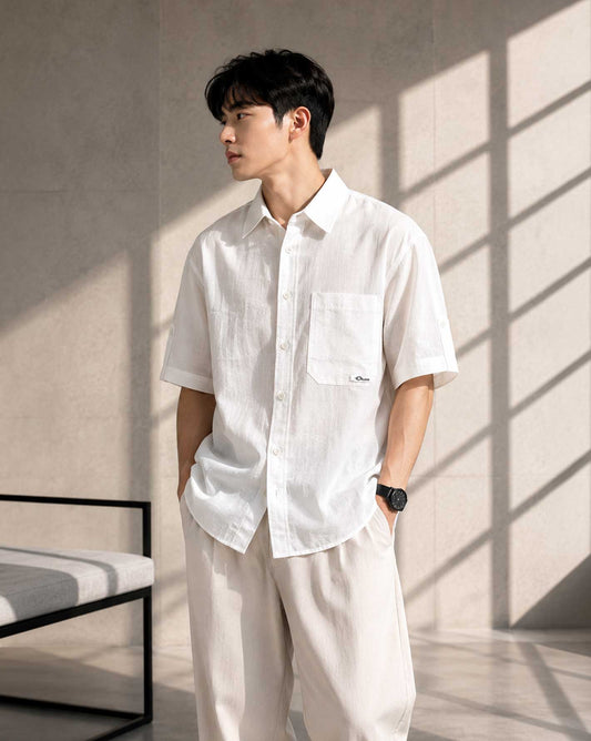 Premium White Cotton Half Sleeve Casual Shirt