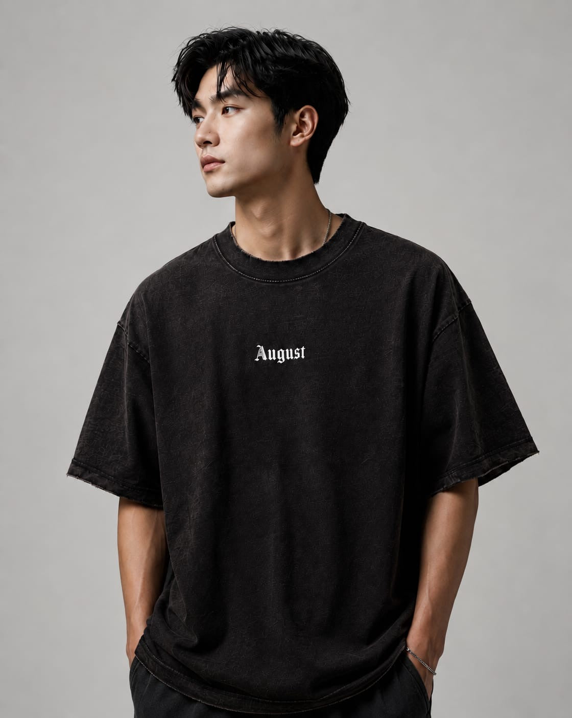 Men's Oversized Washed Black Cotton T-Shirt