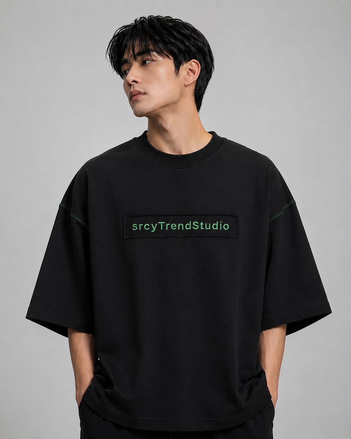 Men's Minimal Embroidered Oversized T-Shirt