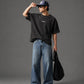 Men's Oversized Washed Black Cotton T-Shirt